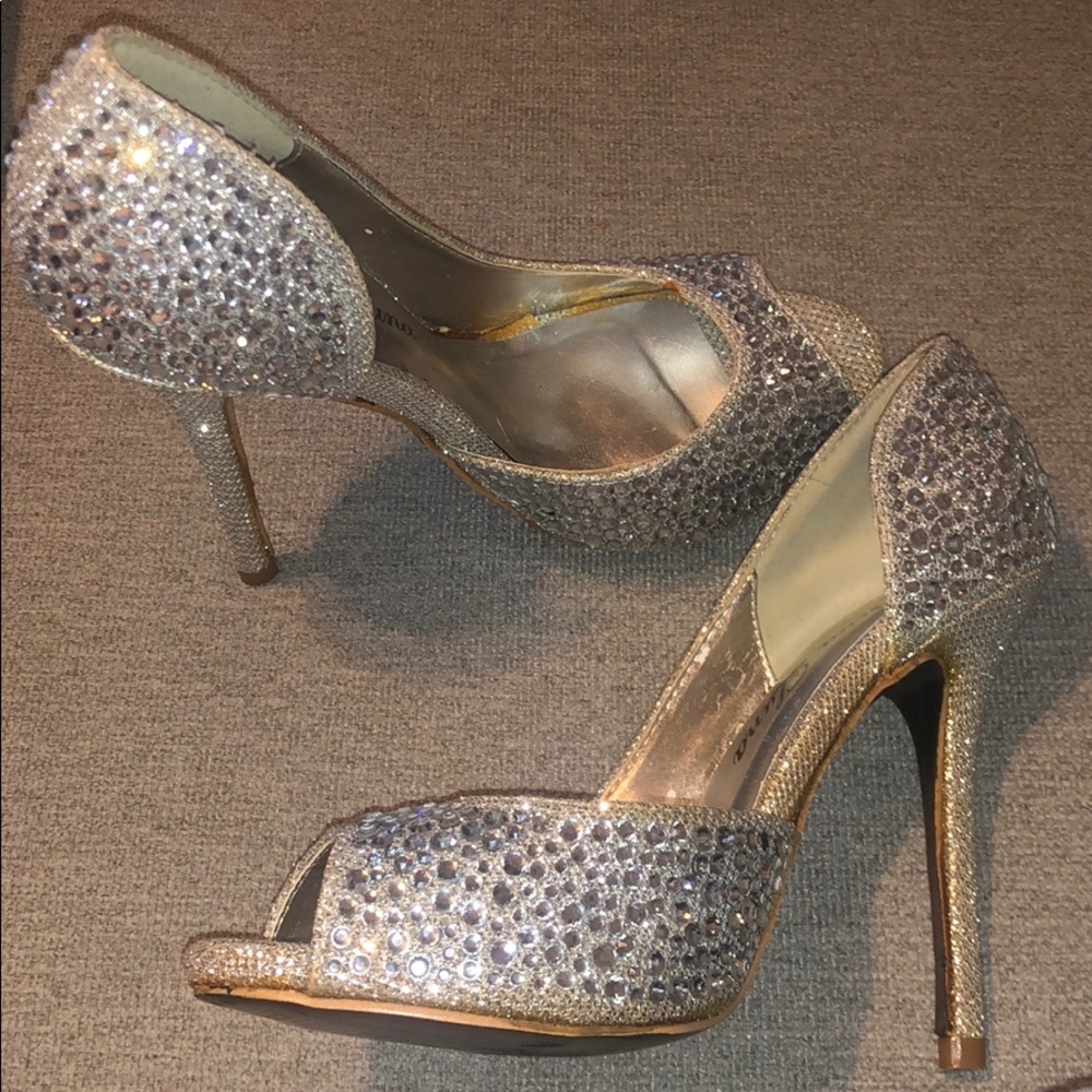 Bella Luna Heels, Silver, size 6